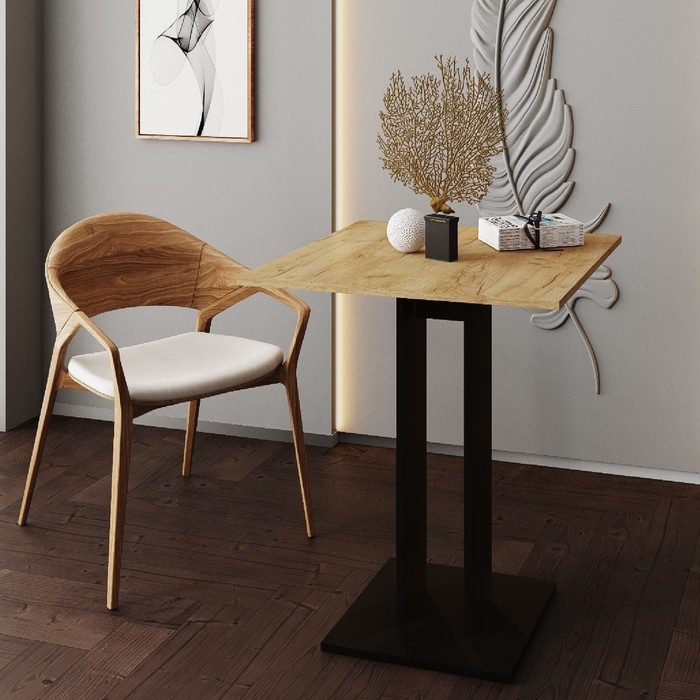 Стол кухонный на одной ножке Сандро, 650х650х780, Черный/Дуб крафт золотой Стол кухонный на одной ножке Сандро, 650х650х780, Черный/Дуб крафт золотой