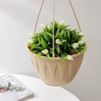 Кашпо для цветов подвесное «Алиция», 3 л, с поддоном, цвет белая глина Кашпо для цветов подвесное «Алиция», 3 л, с поддоном, цвет белая глина