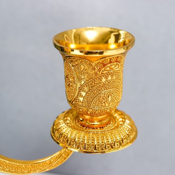 Подсвечник металл на 3 свечи "Раджа" золото 22,5х8х24 см