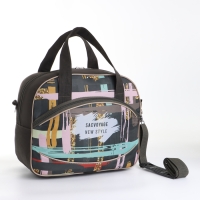 Чемодан малый с сумкой "Краски", отдел на молнии, наружный карман, цвет серый