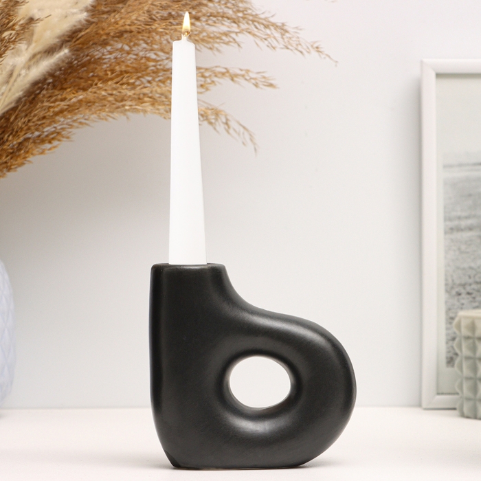 Подсвечник Подсвечник "Брэй" черный глянец, 10х4х10см