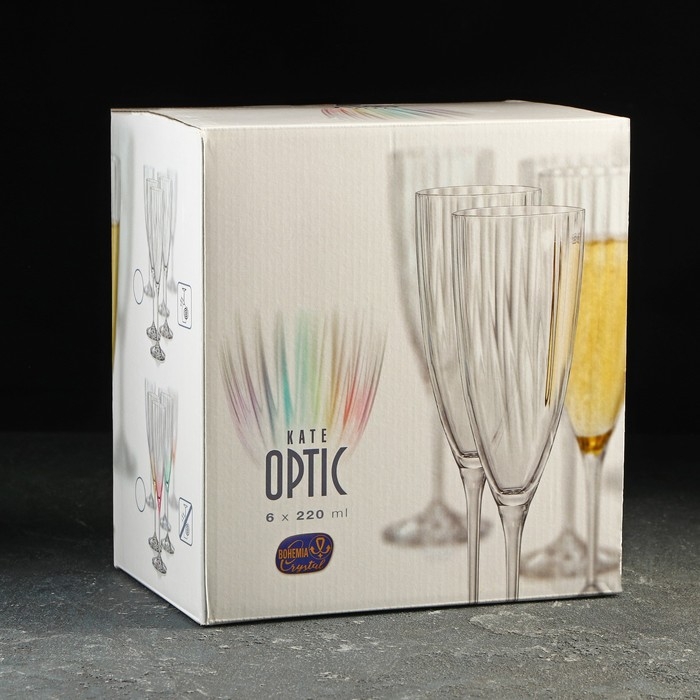 Набор бокалов для шампанского &laquo;Кейт&raquo;, 220 мл, 6 шт