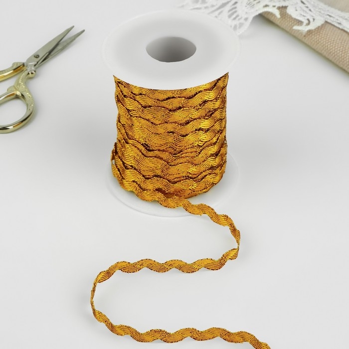 Тесьма отделочная &laquo;Вьюнчик&raquo;, 5 мм, 27 &plusmn; 1 м, цвет золотой