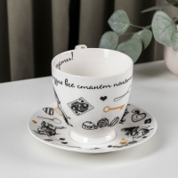 Чайная пара фарфоровая &laquo;Безумное чаепитие&raquo;, 440 мл, блюдце d=17 см