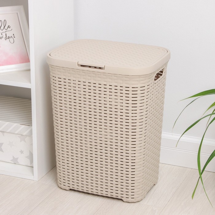 Корзина бельевая с крышкой &laquo;Ротанг&raquo;, 40 л, 37&times;29,5&times;48 см, цвет латте