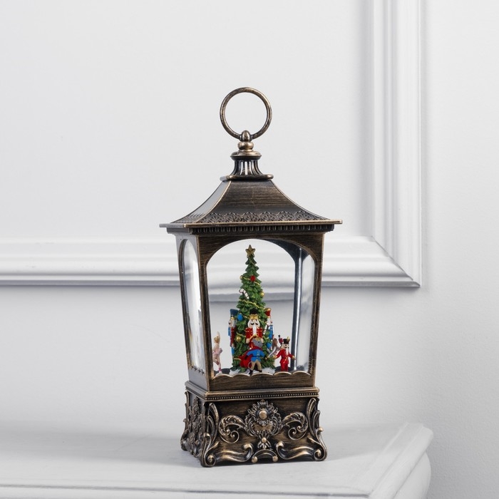 Светодиодная фигура &laquo;Фонарь с щелкунчиком&raquo; 13.5 &times; 28.5 &times; 13.5 см, пластик, батарейки ААх3 (не в комплекте), USB, свечение тёплое белое