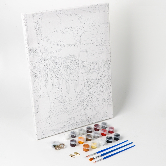 Картина по номерам с подрамником и гирляндой &laquo;Набережная&raquo;, 30 х 40 см