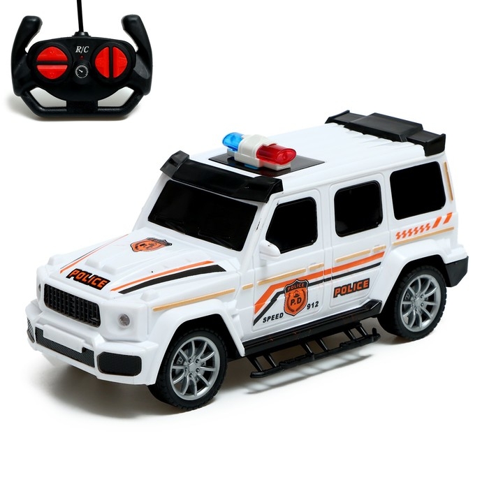 Джип радиоуправляемый &laquo;Полиция&raquo;, работает от батареек, цвет белый