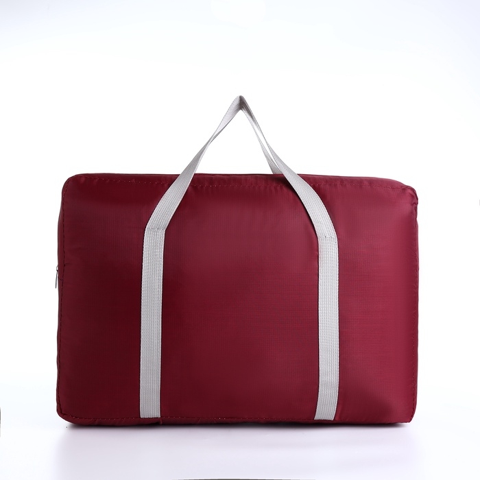 Сумка дорожная на молнии, наружный карман, держатель для чемодана, цвет бордовый Сумка дорожная на молнии, наружный карман, держатель для чемодана, цвет бордовый