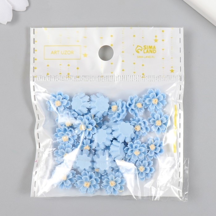 Декор для творчества пластик Декор для творчества пластик "Голубые пионы", набор 30 шт. 1х1 см