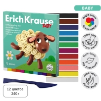 Пластилин мягкий 12 цветов, 240 г, ErichKrause "Baby", со стеком, на растительно основе, с Алоэ Вера , европодвес Пластилин мягкий 12 цветов, 240 г, ErichKrause "Baby", со стеком, на растительно основе, с Алоэ Вера , европодвес