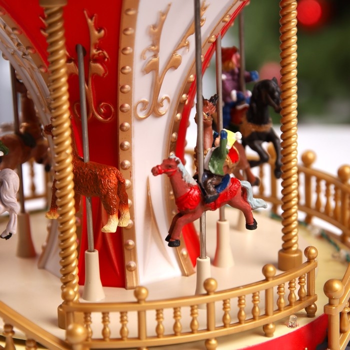 Светодиодная фигура «Красная карусель» 23 × 28 × 23 см, полистоун, USB, свечение мульти Светодиодная фигура «Красная карусель» 23 × 28 × 23 см, полистоун, USB, свечение мульти