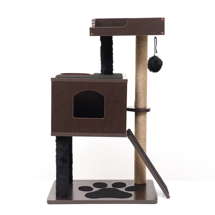 Комплекс для кошек с когтеточкой, с домиком, 58 х 54 х 87см, ЛДСП, цвет венге Комплекс для кошек с когтеточкой, с домиком, 58 х 54 х 87см, ЛДСП, цвет венге