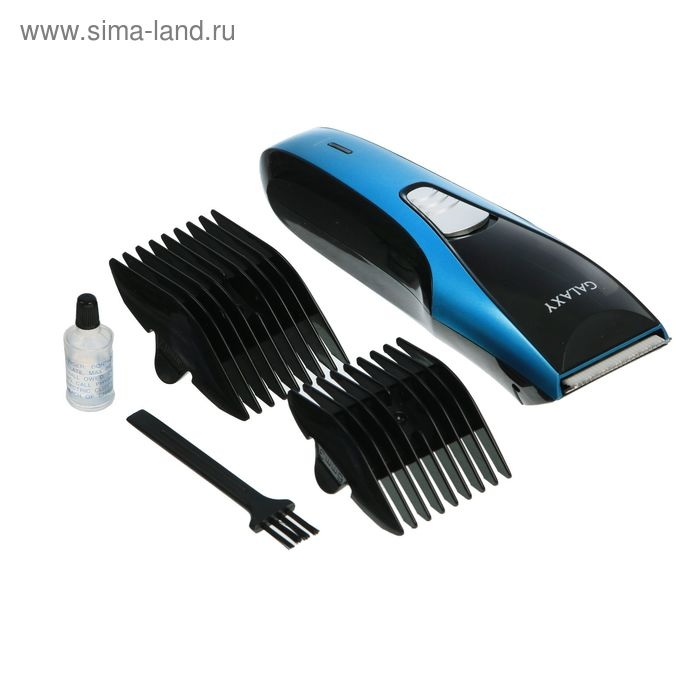 Машинка для стрижки Galaxy GL 4156, АКБ, 2 насадки, 5 режимов, синяя Машинка для стрижки Galaxy GL 4156, АКБ, 2 насадки, 5 режимов, синяя