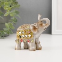 Сувенир полистоун зеркальные вставки (набор 7 шт) "Стадо слонов"11, 10, 8,5, 8, 7, 6,3;5,3см