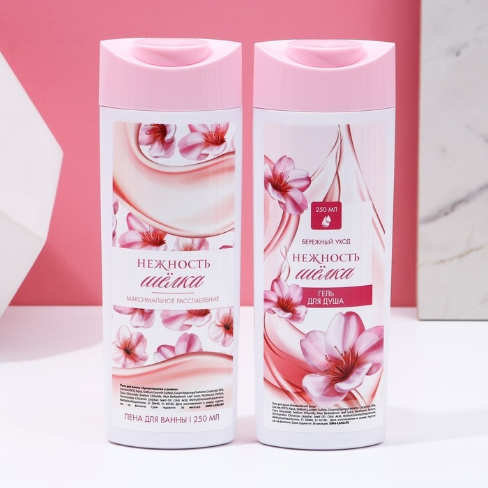 Подарочный набор косметики &laquo;Нежность и красота&raquo;, гель для душа и пена для ванны, 2 х 250 мл, ЧИСТОЕ СЧАСТЬЕ