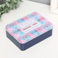 Шкатулка металл прямоугольная "Бабочки и цветы" 12,5х9,5х4,2 см Шкатулка металл прямоугольная "Бабочки и цветы" 12,5х9,5х4,2 см