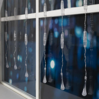 Гирлянда &laquo;Занавес&raquo; 2.5 &times; 0.65 м с насадками &laquo;Капли&raquo;, IP20, прозрачная нить, 50 LED, свечение белое, 8 режимов, 220 В