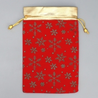 Мешочек подарочный замша &laquo;Тепла и Уюта&raquo;, снежинки, тиснение, 16 х 24 см +/- 1.5 см, Новый год