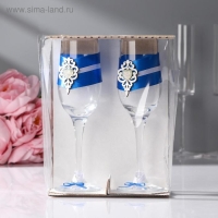 Набор свадебных бокалов "Прага", ручной работы, белый-синий, 6х6х20,5 см, 2 шт. Набор свадебных бокалов "Прага", ручной работы, белый-синий, 6х6х20,5 см, 2 шт.
