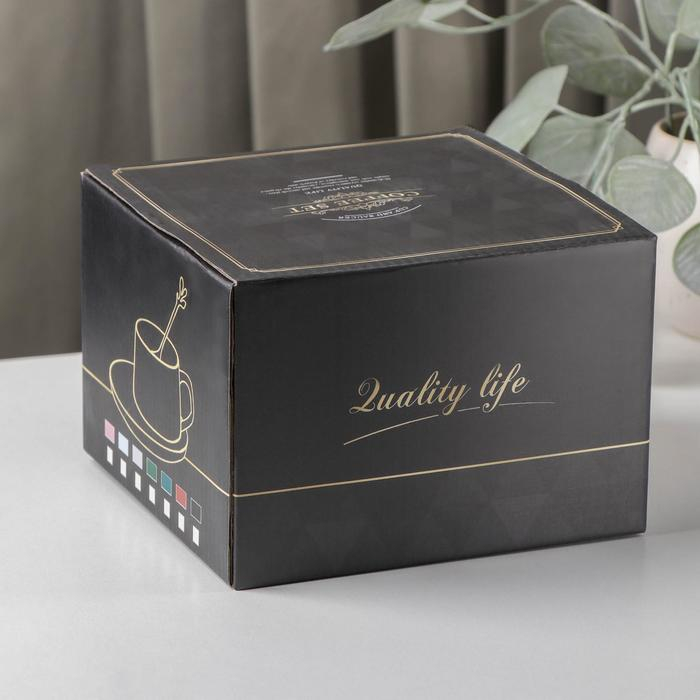 Чайная пара керамическая &laquo;Элизабет&raquo;, 3 предмета: чашка 240 мл, блюдце d=13,5 см, ложка, цвет зелёный