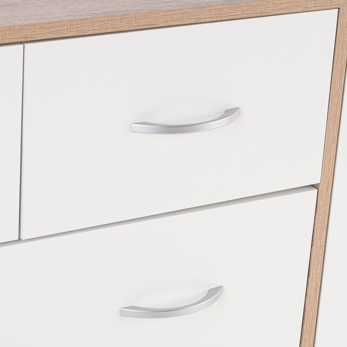 Комод 5 ящиков с дверью, 1100х480х900, Дуб сонома/Белый