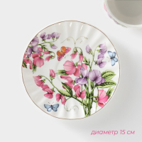 Набор чайный керамический Доляна &laquo;Колокольчики&raquo;, 4 предмета: чашка 250 мл, блюдца d=15 см