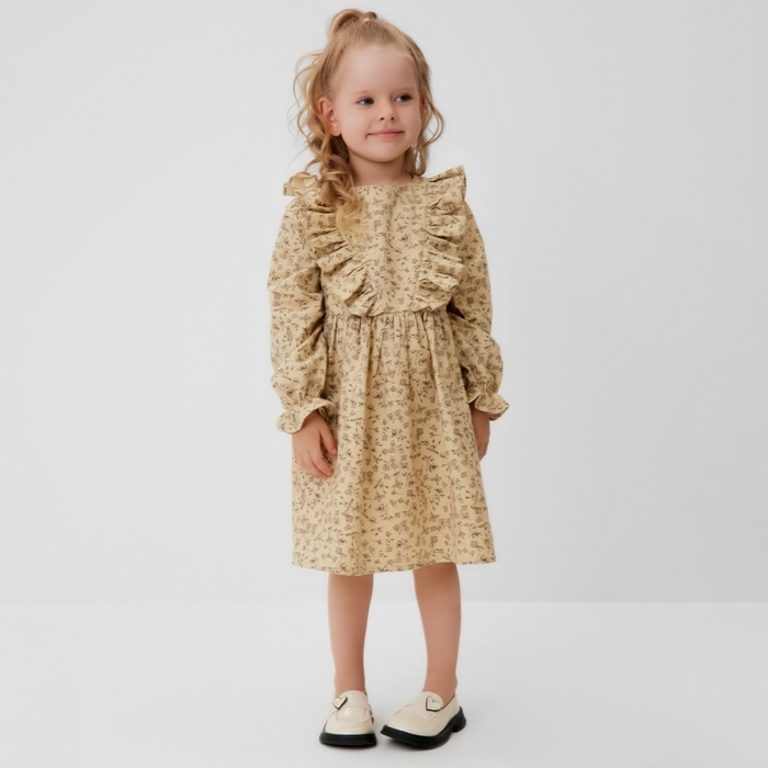 Платье для девочки MINAKU: Cotton collection цвет бежевый, рост 110 см Платье для девочки MINAKU: Cotton collection цвет бежевый, рост 110 см