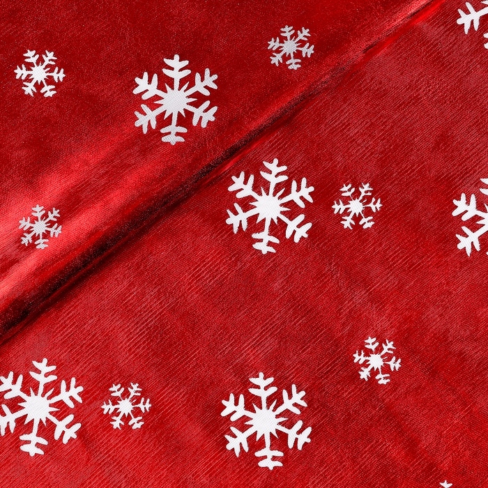 Лоскут для рукоделия &laquo;Белые снежинки&raquo;, красный, 50 &times; 150 см
