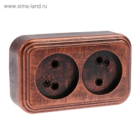 Розетка "Элект" RA 16-237-ЧМ, 16 А, 250 В, двухместная, открытая, без з/к, черная под медь Розетка "Элект" RA 16-237-ЧМ, 16 А, 250 В, двухместная, открытая, без з/к, черная под медь