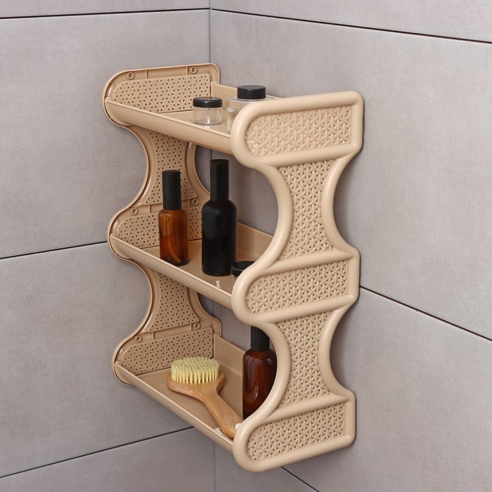Полка для ванной комнаты Rattan, 3-х ярусная, 32×17×41,8 см, цвет морской песок Полка для ванной комнаты Rattan, 3-х ярусная, 32×17×41,8 см, цвет морской песок
