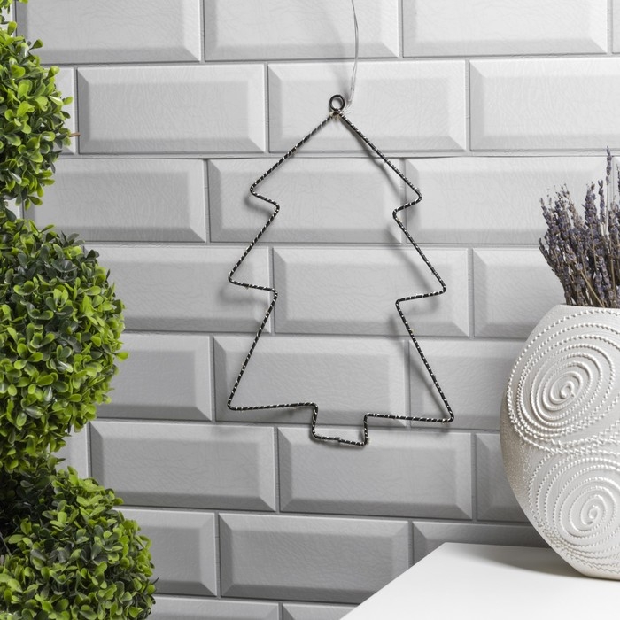 Светодиодная фигура &laquo;Ёлка&raquo; 20 &times; 29 см, металл, батарейки ААх2 (не в комплекте), свечение тёплое белое