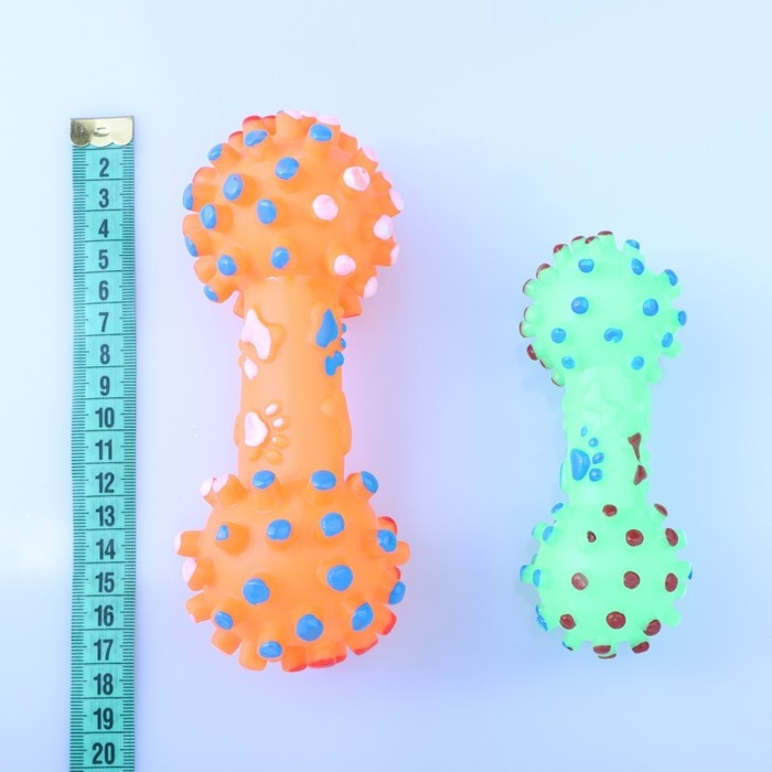 Игрушка пищащая увеличенная "Гантель с лапками" для собак, 16,5 x 6 см, оранжевая