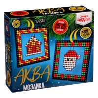 Аквамозаика «Шары с Дедом Морозом и домиком», 2 фигурки, 544 шарика Аквамозаика «Шары с Дедом Морозом и домиком», 2 фигурки, 544 шарика