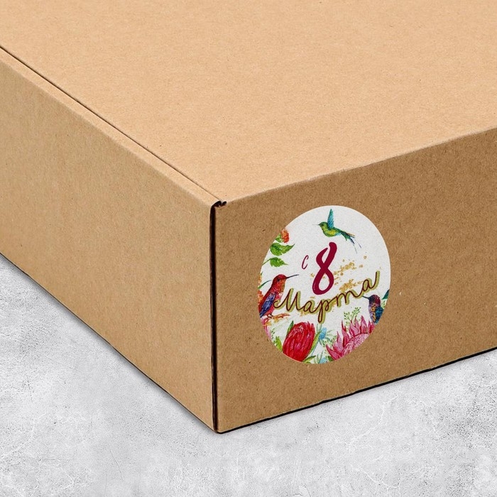 Наклейки для бизнеса и подарков «С 8 марта», 4 х 4 см, 50 шт Наклейки для бизнеса и подарков «С 8 марта», 4 х 4 см, 50 шт