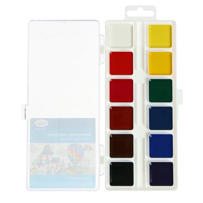 Акварель 12 цветов Акварель 12 цветов "Гамма" "Классическая", медовая, без кисти, пластик