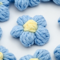 Цветок вязаный, набор 10 шт., размер 1 шт., 4 × 1,5 см, цвет голубой Цветок вязаный, набор 10 шт., размер 1 шт., 4 × 1,5 см, цвет голубой