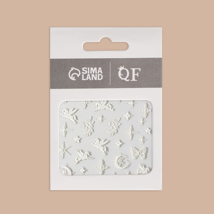 Наклейки для ногтей «Волшебство пегаса», объёмные, цвет белый Наклейки для ногтей «Волшебство пегаса», объёмные, цвет белый