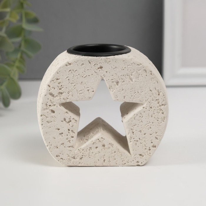 Подсвечник гипс, металл на 1 свечу "Звезда в камне" d=3,8 см 5х9,6х8,5 см