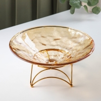 Ваза стеклянная для фруктов «Узор», d=25 см, цвет золотой Ваза стеклянная для фруктов «Узор», d=25 см, цвет золотой