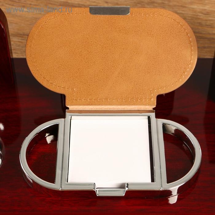 Набор настольный 6в1 с визитницей и часами, красное дерево Набор настольный 6в1 с визитницей и часами, красное дерево