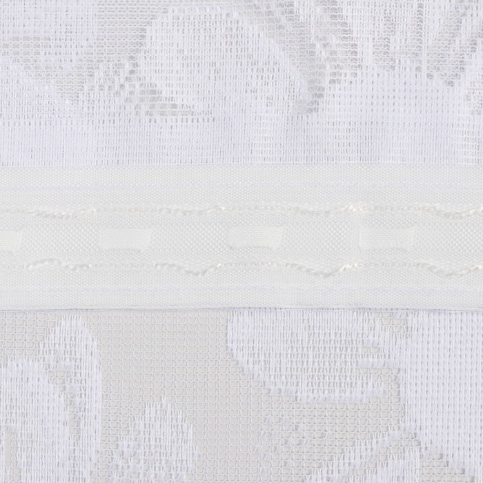 Тюль на кухню со шторной лентой, 145х160 см, цвет белый, 100% полиэстер