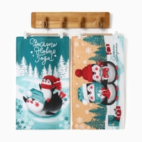 Набор кухонных полотенец Доляна &laquo;Снежного настроения &raquo; 35х60см-2шт, 100% хл