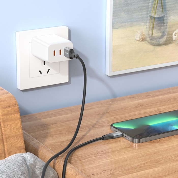 Кабель Hoco X92, Lightning - USB, 2.4 А, 3 м, оплётка силикон, чёрный Кабель Hoco X92, Lightning - USB, 2.4 А, 3 м, оплётка силикон, чёрный