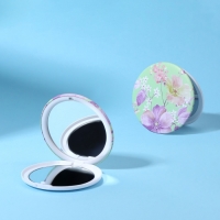 Зеркало складное &laquo;Цветы&raquo;, d = 7,5 см, цвет зелёный