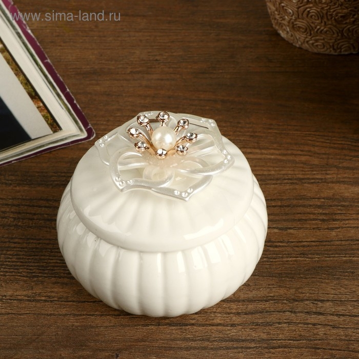 Шкатулка керамика Шкатулка керамика "Перламутровый цветок" МИКС 5,8х7,5х7,5 см