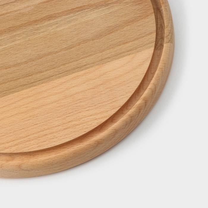 Доскa рaзделочнaя с кровостоком Премиум &laquo;Круглaя&raquo;, d=25 см, бук