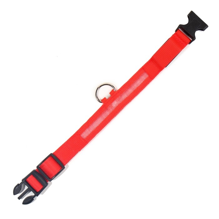 Ошейник с подсветкой размер S, ОШ 35-43 х 2,5 см, 3 режима свечения красный Ошейник с подсветкой размер S, ОШ 35-43 х 2,5 см, 3 режима свечения красный