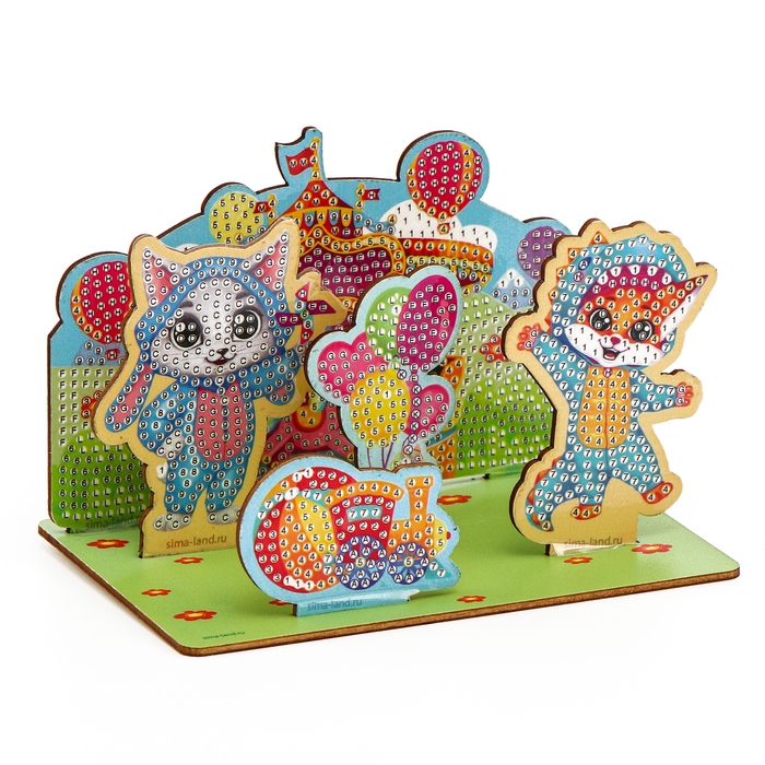 Алмазная мозаика для детей с частичным заполнением на фигурках &laquo;Милые Зверята&raquo;