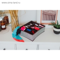 Органайзер для хранения белья Доляна &laquo;Вилли&raquo;, 18 ячеек, 35&times;30&times;12 см, цвет бело-коричневый